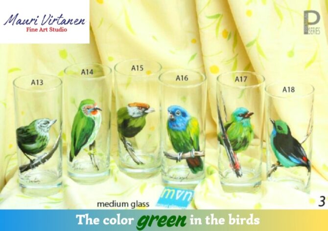 The color green in the birds